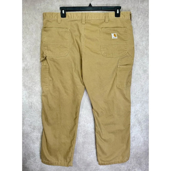 Carhartt Pants Mens 42x30 Fits 40x27 Khaki Brown Relaxed Fit Carpenter B324 DKH - Picture 3 of 9